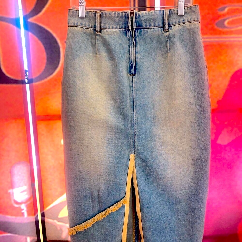 BDG DENIM, MIDI,BLUE MIDI SKIRT